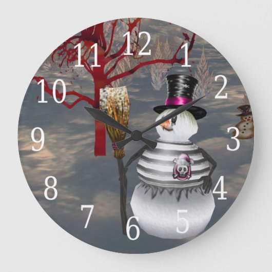Gothic Snowman Clock Grote Klok (Voorkant)
