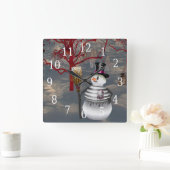 Gothic Snowman Clock Vierkante Klok (Huis)