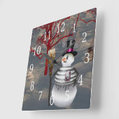 Gothic Snowman Clock Vierkante Klok (Hoek)