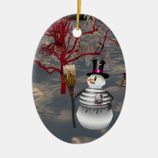 Gothic Snowman Oval Ornament (Voorkant)