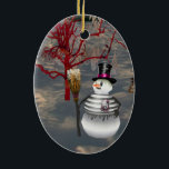 Gothic Snowman Oval Ornament<br><div class="desc">Vele mensen die unieke siervoorwerpen kopen en verzamelen vinden speciale betekenis in hun keepaardversiering. Het verzamelen van sieraden is een geweldige manier om dierbaren te herinneren tijdens de wintervakantie, of voor elke speciale gebeurtenis. Versieringen zijn decoraties die worden gebruikt om kerstbomen, huizen, kantoren en buitenruimten tijdens het wintervakantieseizoen te versieren....</div>