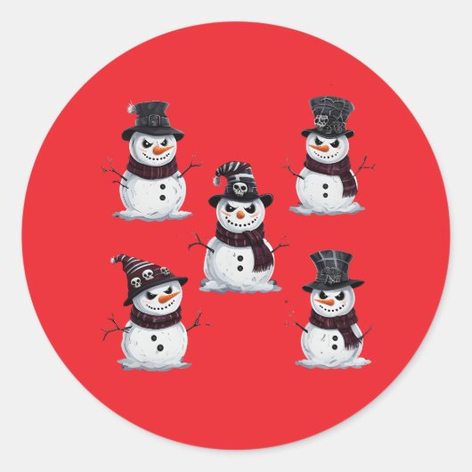 Gothic Snowman Ronde Sticker (Voorkant)