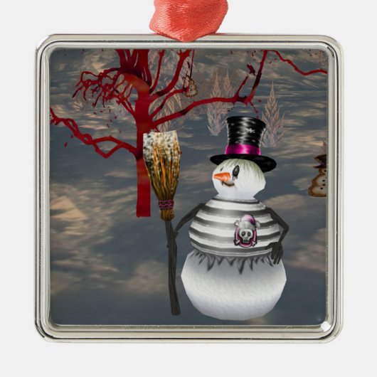 Gothic Snowman Square Ornament (Voorkant)