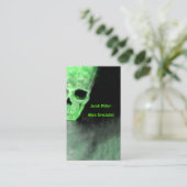 Gothic Space Alien Skull Neon Green Black UFO Visitekaartje (Staand voorkant)