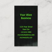 Gothic Space Alien Skull Neon Green Black UFO Visitekaartje (Achterkant)