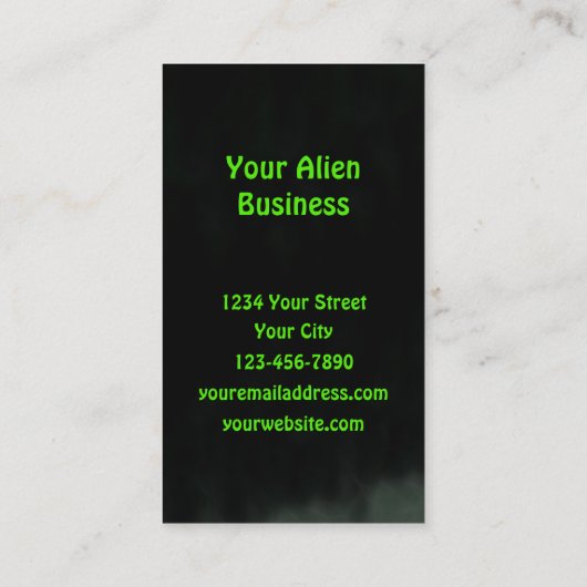 Gothic Space Alien Skull Neon Green Black UFO Visitekaartje (Achterkant)