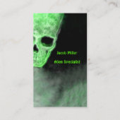 Gothic Space Alien Skull Neon Green Black UFO Visitekaartje (Voorkant)