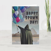 Gothic Spawnday Balloons & Dark Clouds Birthday Kaart (Voorkant)