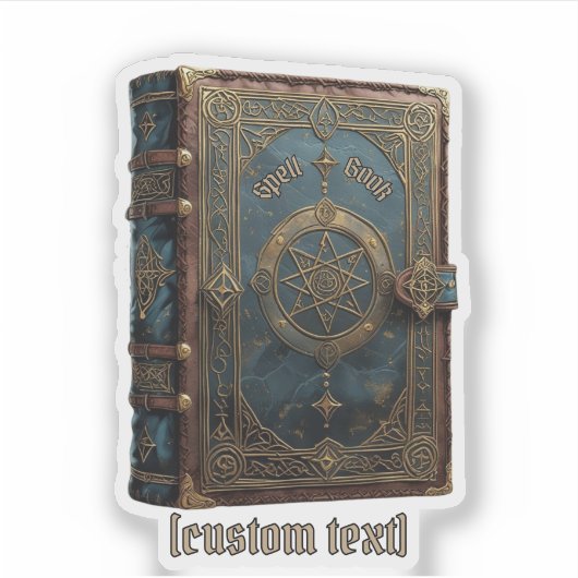 Gothic Spell Book Custom Text & Cut Vinyl Sticker (Voorkant)