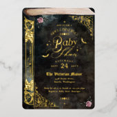 Gothic Spellbinding  Gothic Boek Baby shower Folie Uitnodiging (Voorkant)