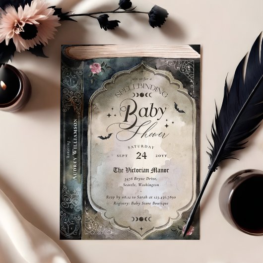 Gothic Spellbinding  Gothic Boek Baby shower Kaart