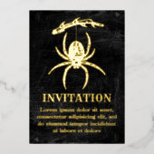 Gothic Spider die van Branch hangt Folie Uitnodiging (Voorkant)