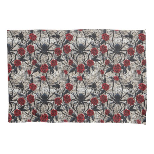 Gothic Spider en Red Roses Bedding Kussensloop (Voorkant)