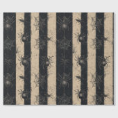 Gothic Spider en Web Gestreepte Halloween Patroon Cadeaupapier (Vlak)