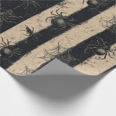 Gothic Spider en Web Gestreepte Halloween Patroon Cadeaupapier (Hoek)