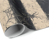 Gothic Spider en Web Gestreepte Halloween Patroon Cadeaupapier (Rol Hoek)