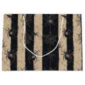 Gothic Spider en Web Gestreepte Halloween Patroon Groot Cadeauzakje (Voorkant)