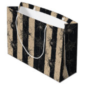 Gothic Spider en Web Gestreepte Halloween Patroon Groot Cadeauzakje (Achterkant Gekanteld)