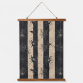 Gothic Spider en Web Gestreepte Halloween Patroon Hangend Wandkleed (Voorkant)