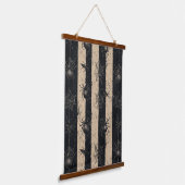 Gothic Spider en Web Gestreepte Halloween Patroon Hangend Wandkleed (Gebogen)