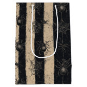 Gothic Spider en Web Gestreepte Halloween Patroon Medium Cadeauzakje (Achterkant)