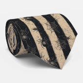 Gothic Spider en Web Gestreepte Halloween Patroon Stropdas (Opgerold)