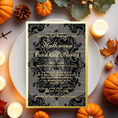 Gothic Spider Halloween Cocktail Party Gold Folie Uitnodiging