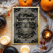 Gothic Spider Halloween Cocktail Party Gold Folie Uitnodiging