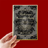 Gothic Spider Halloween Costume Party Gold Folie Uitnodiging