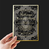 Gothic Spider Halloween Costume Party Gold Folie Uitnodiging