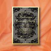 Gothic Spider Halloween Costume Party Gold Folie Uitnodiging