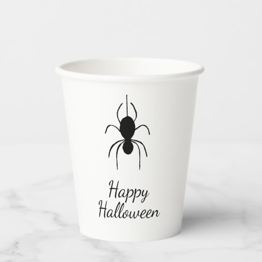 Gothic Spider Halloween Party Eenvoudig Zwart Wit Papieren Bekers (Voorkant)