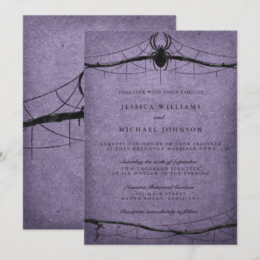 Gothic Spider Halloween Wedding Kaart (Voorkant / Achterkant)