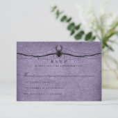 Gothic Spider Halloween Wedding RSVP Kaartje (Staand voorkant)