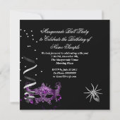 Gothic Spider Masquerade Mask Paars Black Kaart (Achterkant)