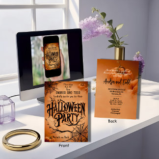 gothic spider web bewerkbaar Halloween Party Kaart