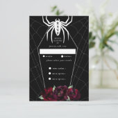 Gothic Spider Web Coffin Black White Red RSVP Kaartje (Staand voorkant)