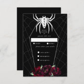 Gothic Spider Web Coffin Black White Red RSVP Kaartje (Voorkant / Achterkant)