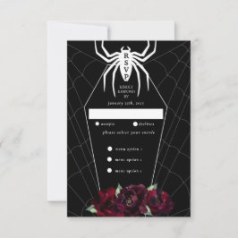 Gothic Spider Web Coffin Black White Red RSVP Kaartje
