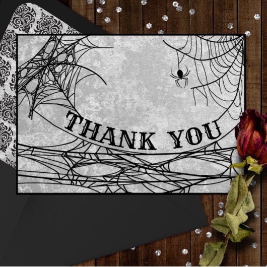 Gothic Spider Web Halloween Wedding of Shower Bedankkaart