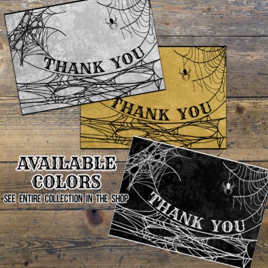 Gothic Spider Web Halloween Wedding of Shower dan Bedankkaart