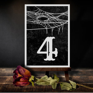Gothic Spider Web Halloween Wedding Table Number Bedankkaart