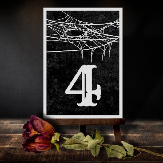 Gothic Spider Web Halloween Wedding Table Number Bedankkaart