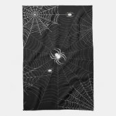 Gothic Spider Web Halloween Zwart-wit Theedoek (Verticaal)