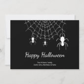 Gothic Spiders Eenvoudig Zwart Wit Gelukkig Hallow Feestdagenkaart (Voorkant)