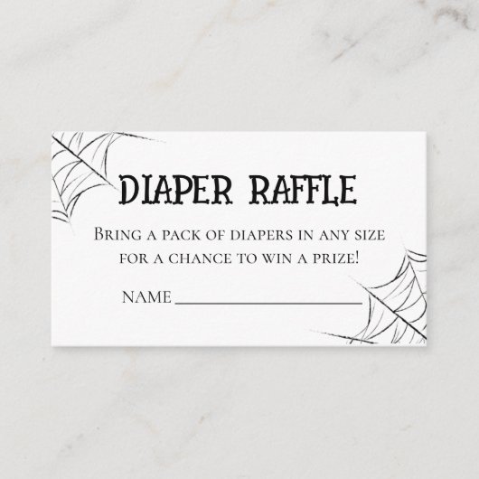 Gothic Spiderweb Diaper Raffle Baby Shower Insert  Informatiekaartje (Voorkant)