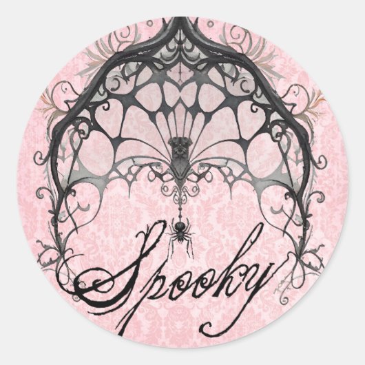 Gothic Spin Web Spooky Halloween Ronde Sticker (Voorkant)