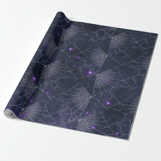 Gothic Spinnenweb Halloween Patroon Cadeaupapier (Uitgerold)