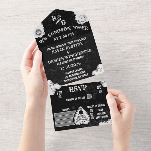 Gothic Spirit Board Herfst Halloween, Hekserij Huw All In One Uitnodiging (Afscheurbaar)