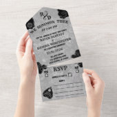 Gothic Spirit Board, Witchy Fall Halloween Wedding All In One Uitnodiging (Afscheurbaar)